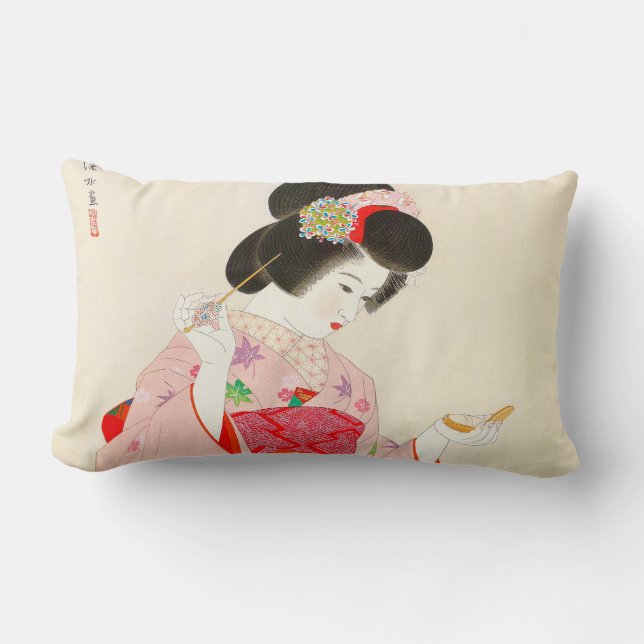 Coussin Rectangle Ito Shinsui Comprend une dame japonaise geisha (Recto)