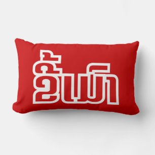 Coussin Rectangle Ivre ★ Kee Mao en langue lao / laotienne ★