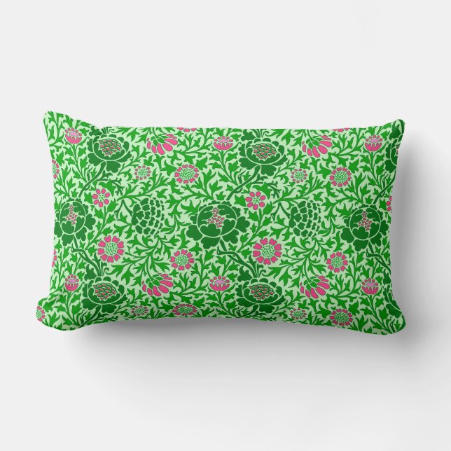 Coussin Rectangle Jacobean Floral, Emerald et Lime Green (Recto)