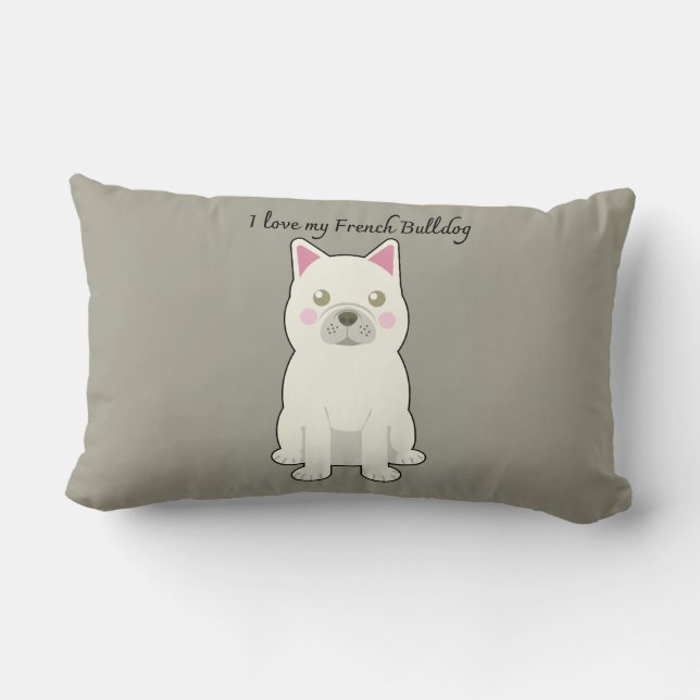 Coussin Rectangle J'adore mon Bouledogue Français (Verso)