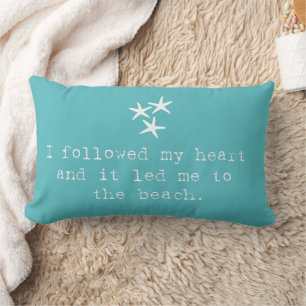 Coussin Rectangle J'ai suivi mon coeur et ça m'a conduit à la plag