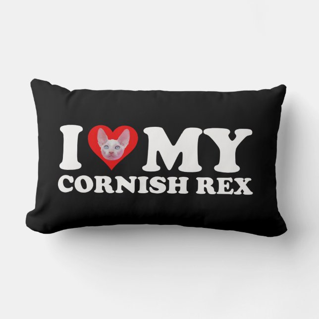 Coussin Rectangle J'aime (Cœur) Mon Cornish Rex (Recto)