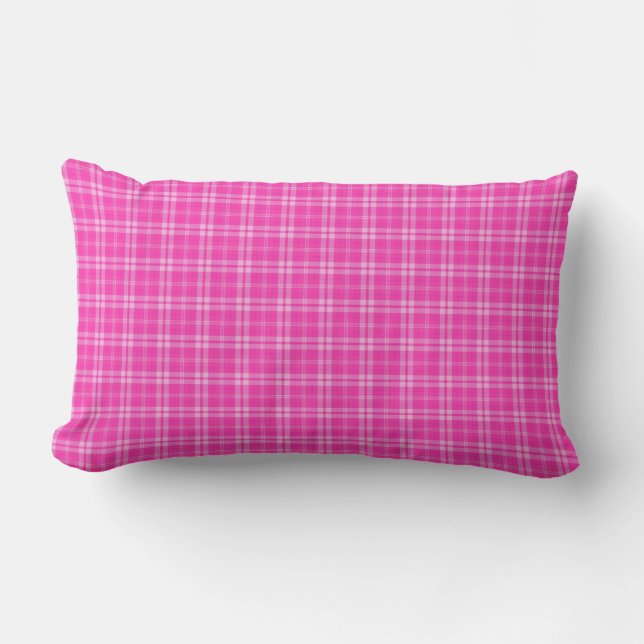 Coussin Rectangle J'aime le rose de plaid (Recto)