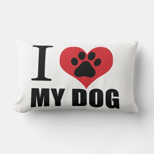 Coussin Rectangle J'aime mon chien jeter l'oreiller (Recto)