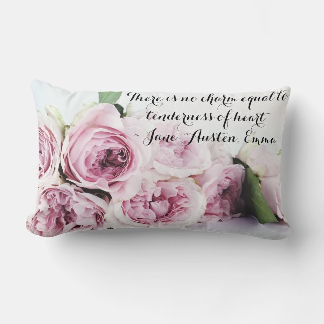 Coussin Rectangle Jane Austen Emma Book Quota Pink Rose Floral (Recto)