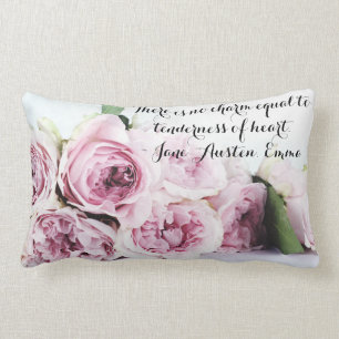 Coussin Rectangle Jane Austen Emma Citation Livre Rose Florale Rose