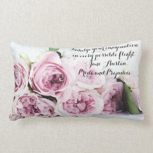 Coussin Rectangle Jane Austen Fierté & Préjugés Livre Citation Rose