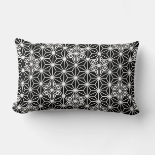 Coussin Rectangle Japonais Asanoha motif - noir et blanc