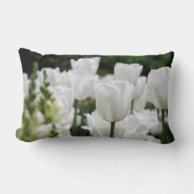 Coussin Rectangle jardin à tulipe blanc (Recto)