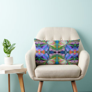Coussin Rectangle Jardin de Fleur sauvage de libellules Abstrait Flo