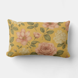 Coussin Rectangle Jardin en Fleur Rose Vintage Accent Floral Or