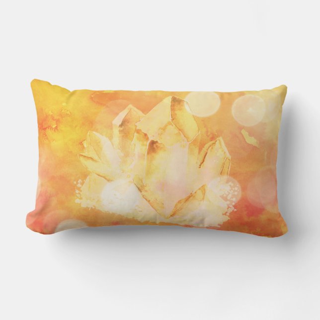 Coussin Rectangle Jaune citrin d'or de cristaux de Faux de *~* (Recto)