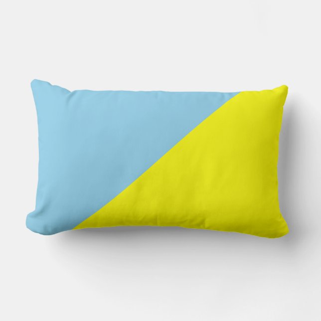 Coussin Rectangle Jaune et Blizzard bleu couleur solide Arrière - pl (Recto)