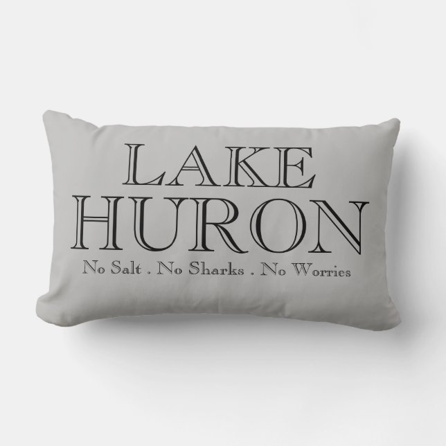 Coussin Rectangle Je coeur le LAC HURON, conception du Grand Lac (Recto)