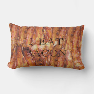 Coussin Rectangle Je mange du texte Bacon avec Arrière - plan