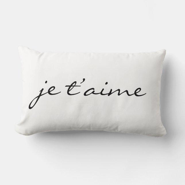 Coussin Rectangle Je t’aime Chic Black & White Lumbar Thon (Recto)