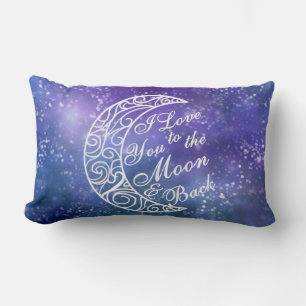 Coussin Rectangle "Je t'aime au décor à la maison de lune et de dos"
