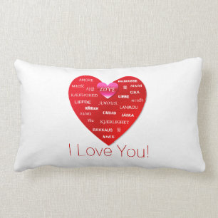 Coussin Rectangle Je t'aime coeur rouge de   avec beaucoup de mots