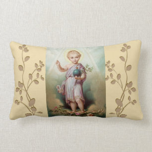 Coussin Rectangle Jésus infantile tenant le monde