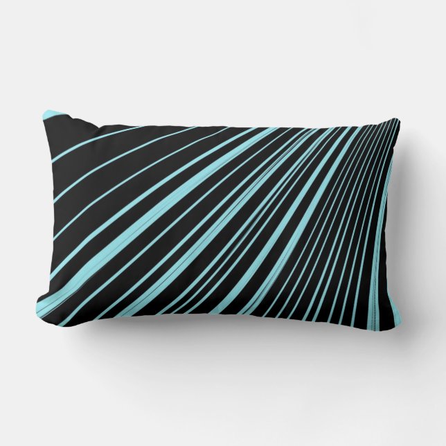 Coussin Rectangle Jeter Bande d'oreiller Aqua Bleu Noir (Recto)