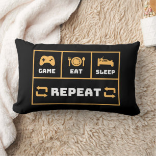 Coussin Rectangle Jeu Manger Sleep Répéter drôle
