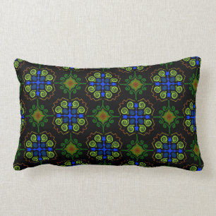 Coussin rectangle Jimette Design vert bleu noir