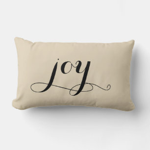 Coussin Rectangle Joie Noël noir Script Beige Holiday