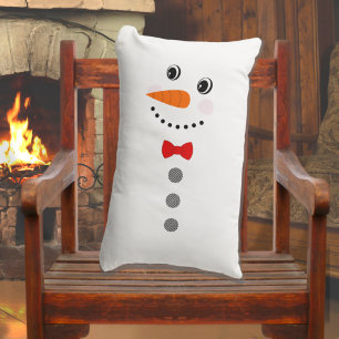 Coussin Rectangle Joli bonhomme de neige personnalisé avec noeud pap
