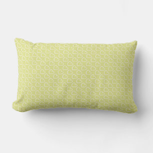 Coussin Rectangle Joli coeur dessiné à la main design blanc sur vert