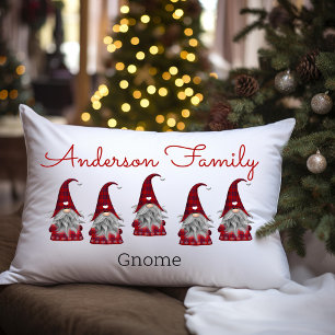 Coussin Rectangle Joli Elfe de Noël Personnalisé à Carreaux Rustique