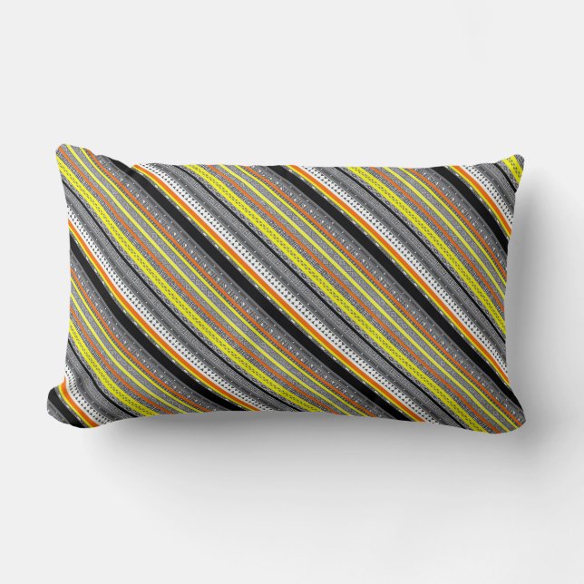 Coussin Rectangle Joli gris jaune orange aztèque motif (Recto)