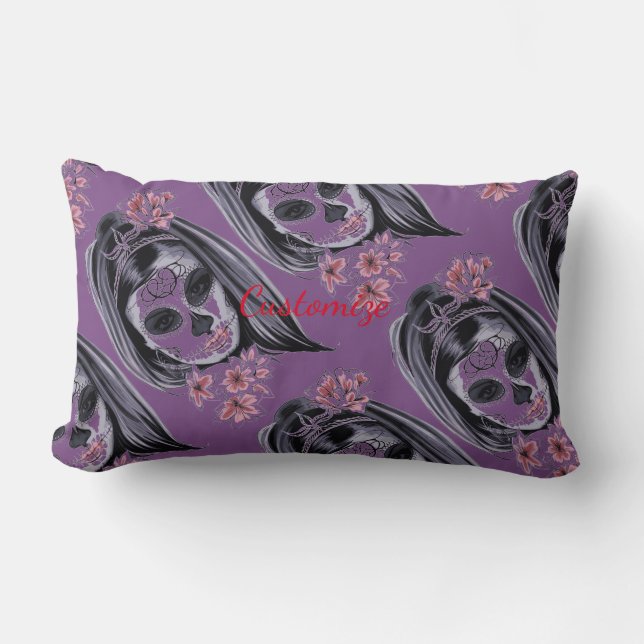 Coussin Rectangle Joli masque Carnival femme crâne Thunder_Cove (Recto)