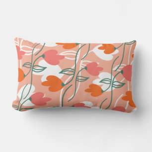 Coussin Rectangle Joli Motif Botanique Orange à main de fleurs