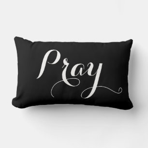 Coussin Rectangle joli PRAY en écriture de script  