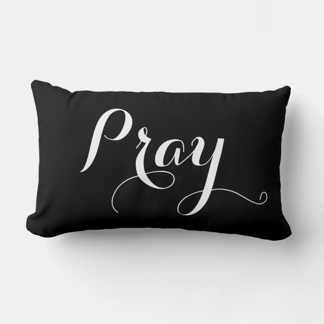 Coussin Rectangle joli PRAY en écriture de script | (Recto)