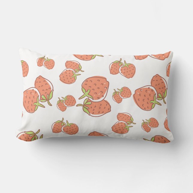 Coussin Rectangle Jolie aquarelle fraise rose et blanc (Recto)