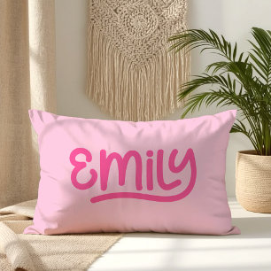 Coussin Rectangle Jolie écriture rose Emily Typographie