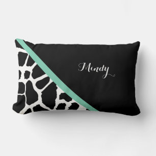Coussin Rectangle Jolie Giraffe Impression Monnaie Vert Bande Avec N