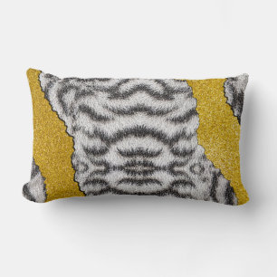 Coussin Rectangle Jolie Impression d'Animal en Cuir Blanc de Tigre &