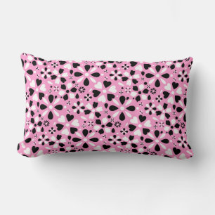 Coussin Rectangle Jolies fleurs noires blanches