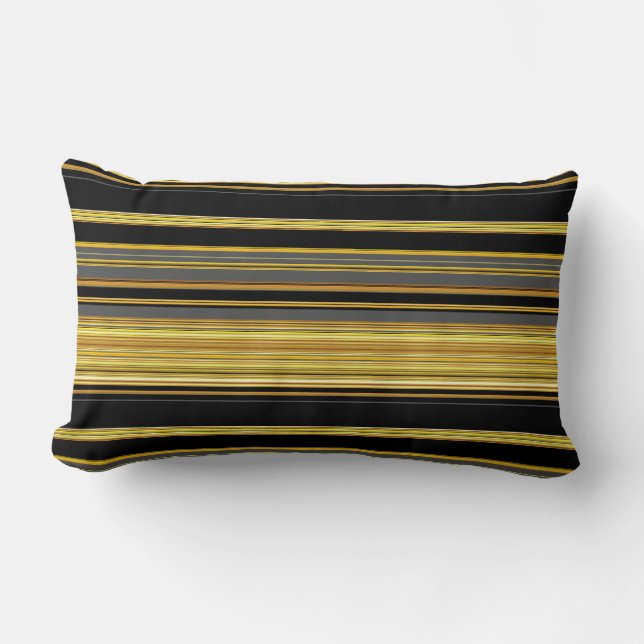 Coussin Rectangle Jolies rayures noires dorées (Recto)