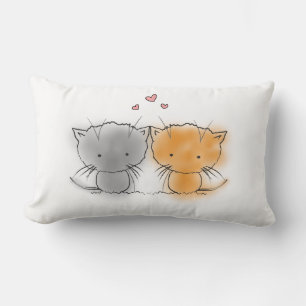 Coussin Rectangle Jolis Petits Chatons Orange et Gris Attachants