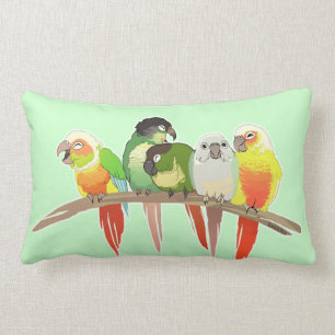 Coussin Rectangle Joue verte Conures