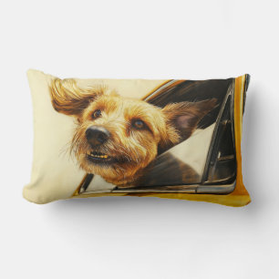 Coussin Rectangle Jouer Chien Profitant De Voiture Ride Art