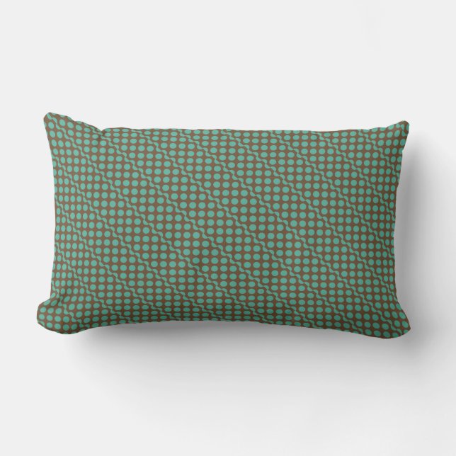 Coussin Rectangle Jouer des points menthe vert sur chocolat brun (Recto)