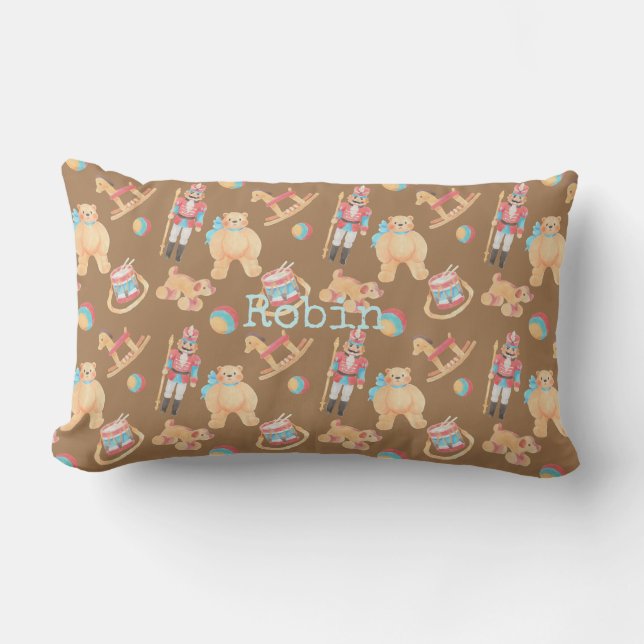 Coussin Rectangle Jouets de Noël aquarelle (Recto)