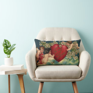 Coussin Rectangle Jour des Valentines vintages Cherubs victoriens au