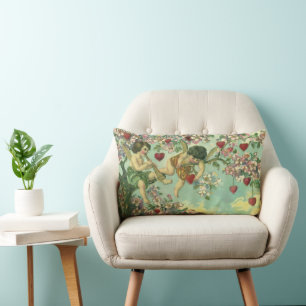 Coussin Rectangle Jour des Valentines vintages Cupidons victoriens C