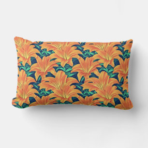 Coussin Rectangle Jour d'Orange avec des Feuilles verts