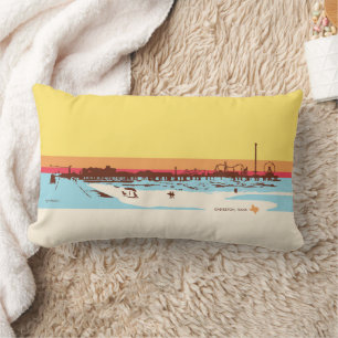 Coussin Rectangle Jours de surf - Île Galveston, Jetée de plaisance